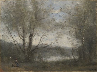 En damm som ses genom träden, c.1855-65 av Jean Baptiste Camille Corot
